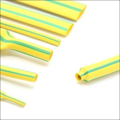 黄色/緑色のストライプ付き薄壁型交叉結合ポリオレフィン熱縮小管